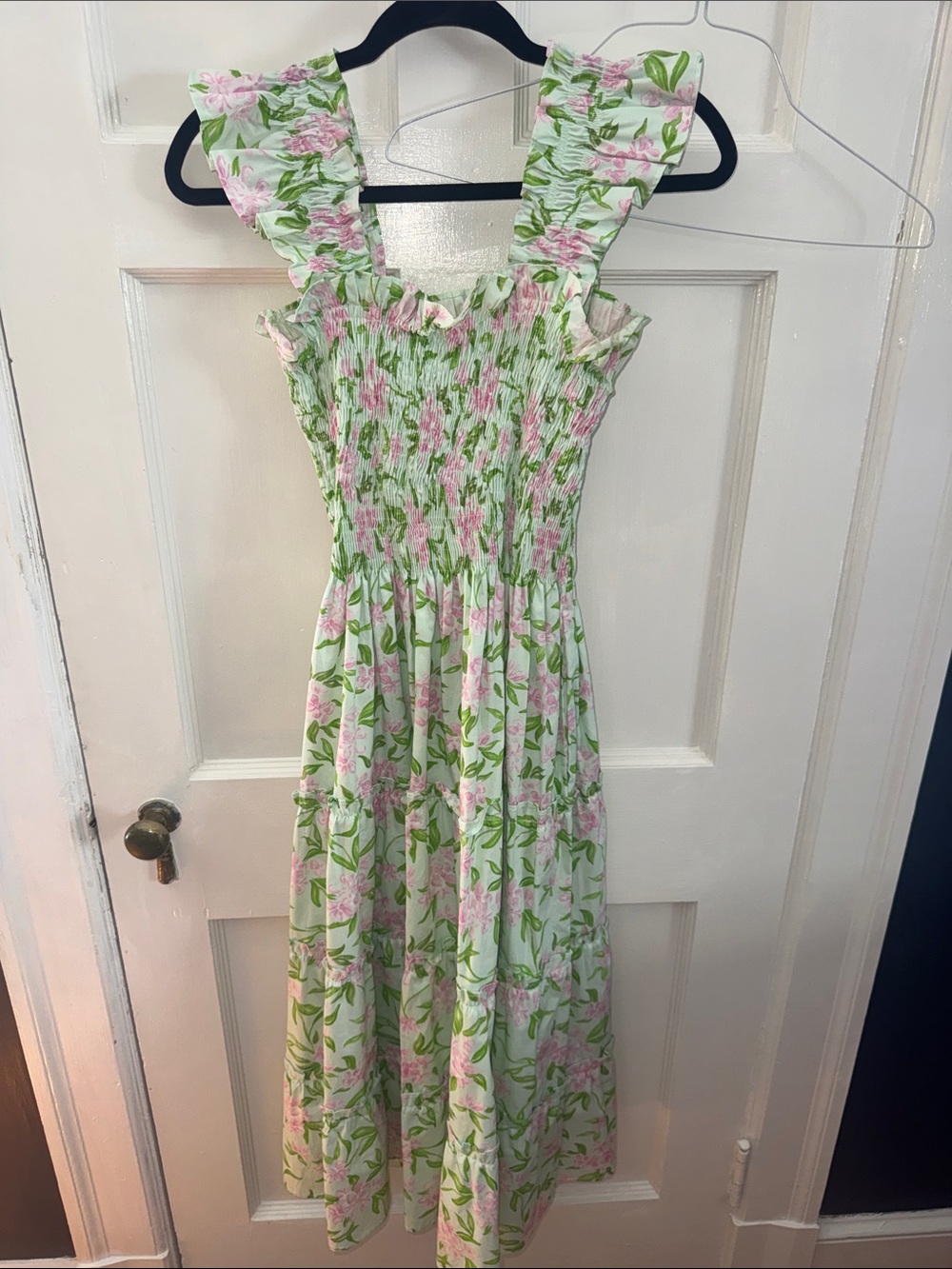 Women’s Floral Smocked Sundress - Pink & Green (West Virginia Flower)
